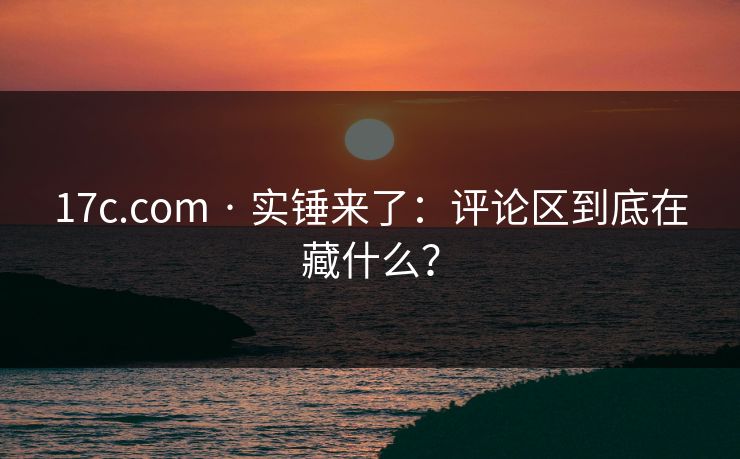 17c.com · 实锤来了：评论区到底在藏什么？