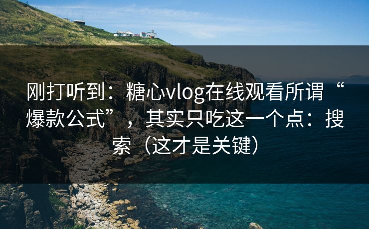 刚打听到：糖心vlog在线观看所谓“爆款公式”，其实只吃这一个点：搜索（这才是关键）