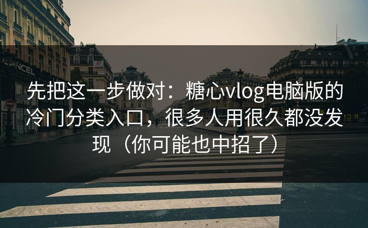 先把这一步做对：糖心vlog电脑版的冷门分类入口，很多人用很久都没发现（你可能也中招了）