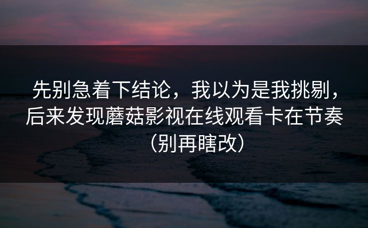 先别急着下结论，我以为是我挑剔，后来发现蘑菇影视在线观看卡在节奏（别再瞎改）