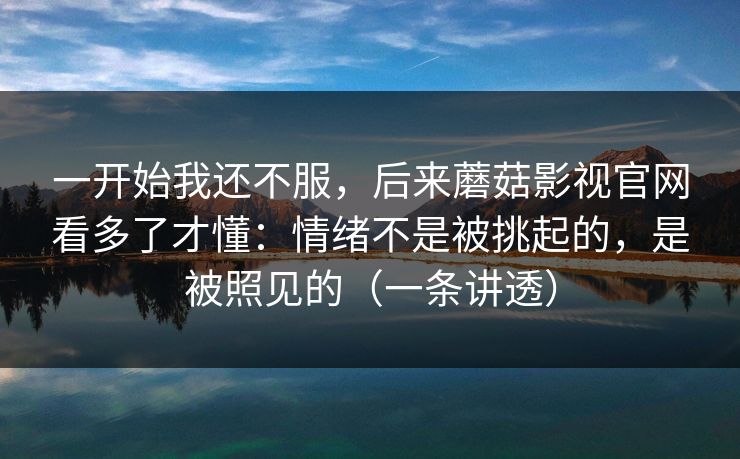 一开始我还不服，后来蘑菇影视官网看多了才懂：情绪不是被挑起的，是被照见的（一条讲透）