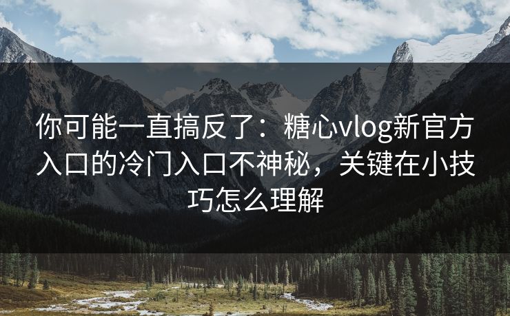 你可能一直搞反了：糖心vlog新官方入口的冷门入口不神秘，关键在小技巧怎么理解
