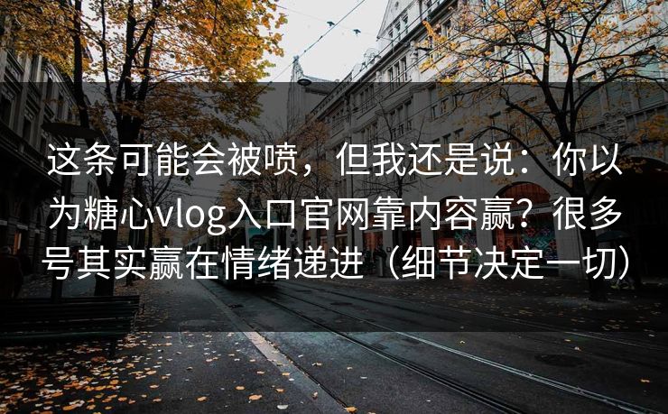 这条可能会被喷，但我还是说：你以为糖心vlog入口官网靠内容赢？很多号其实赢在情绪递进（细节决定一切）