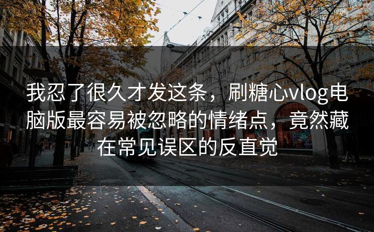 我忍了很久才发这条，刷糖心vlog电脑版最容易被忽略的情绪点，竟然藏在常见误区的反直觉