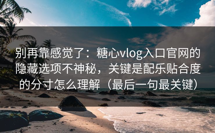 别再靠感觉了：糖心vlog入口官网的隐藏选项不神秘，关键是配乐贴合度的分寸怎么理解（最后一句最关键）