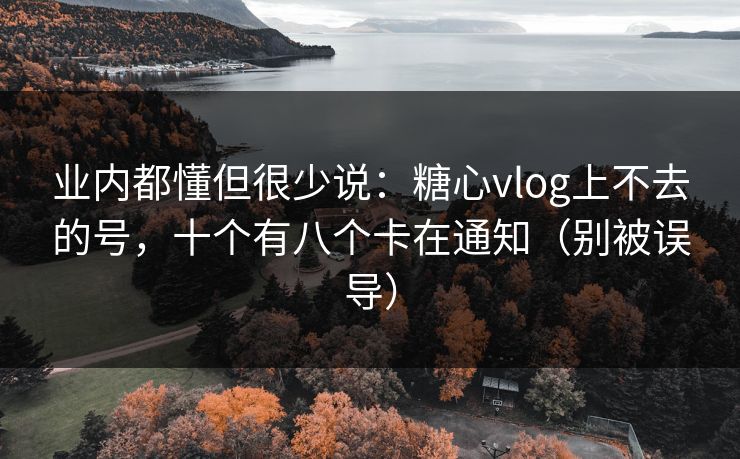 业内都懂但很少说：糖心vlog上不去的号，十个有八个卡在通知（别被误导）